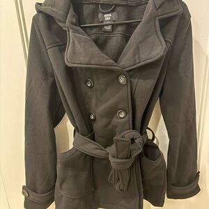 Miss Lili Black Hooded Pea Coat